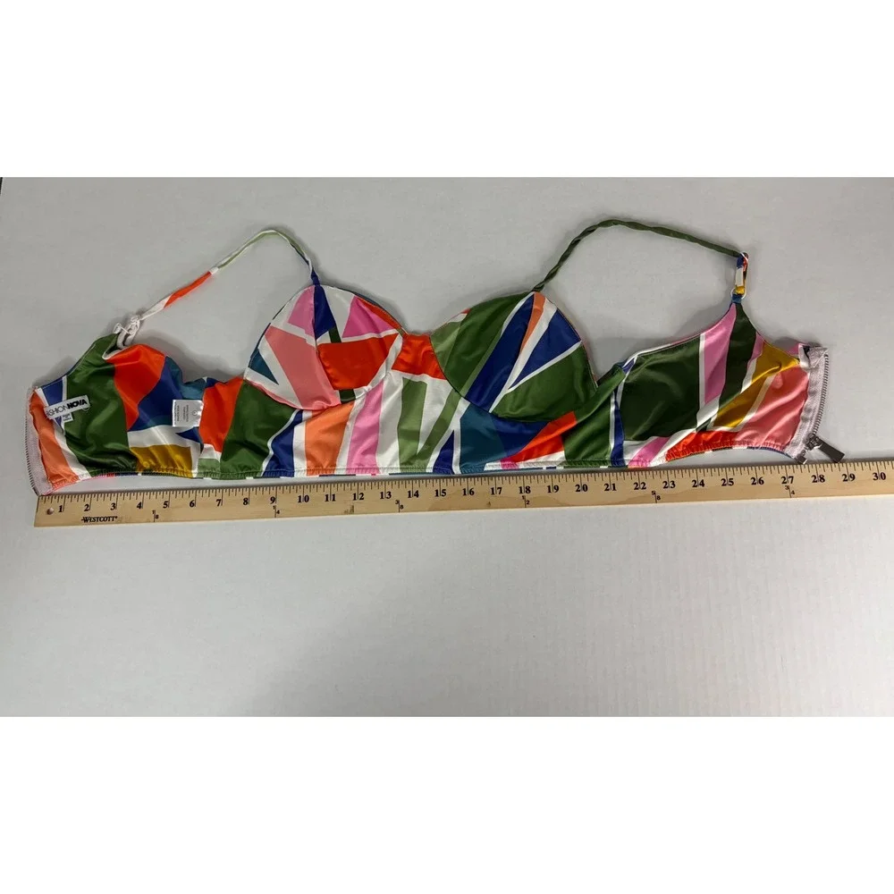 Fashion Nova 2 Piece‎ Set Geometric Abstract Duster & Bralette Multi Color Large